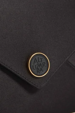Handbags-Altuzarra 'Medallion' Envelope Clutch Satin Black
