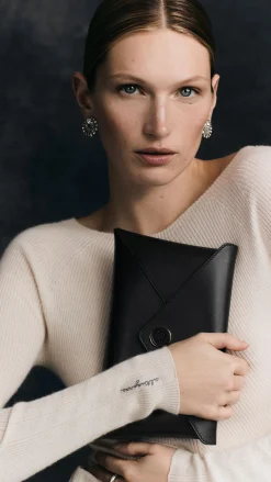 Handbags-Altuzarra 'Medallion' Envelope Clutch Satin Black