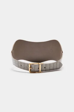 Exclusives|Exclusives-Altuzarra 'Reversible' Corset Belt Taupe Croc/Earth
