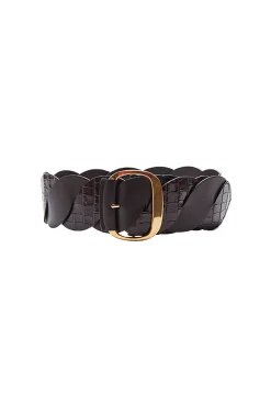 Belts-Altuzarra 'Twist' Braid Belt Dark Brown Croc/Tobacco