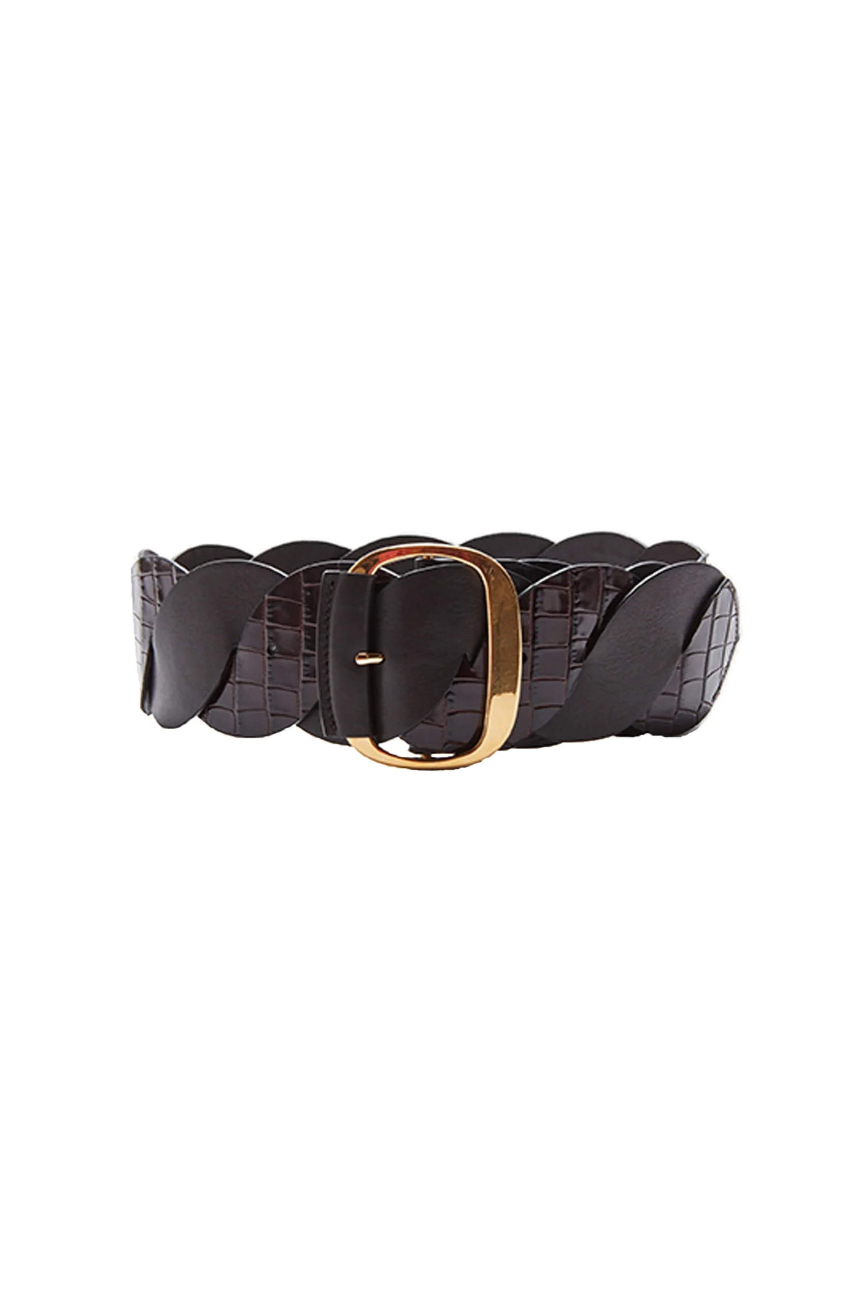 Belts-Altuzarra 'Twist' Braid Belt Dark Brown Croc/Tobacco
