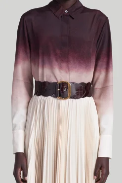 Belts-Altuzarra 'Twist' Braid Belt Dark Brown Croc/Tobacco