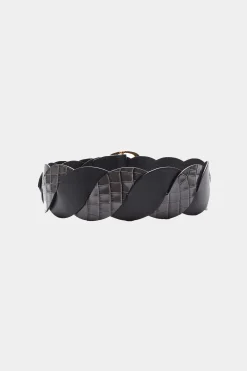 Belts-Altuzarra 'Twist' Braid Belt Dark Brown Croc/Tobacco