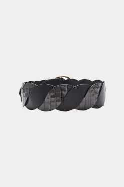 Belts-Altuzarra 'Twist' Braid Belt Dark Grey Croc/Black