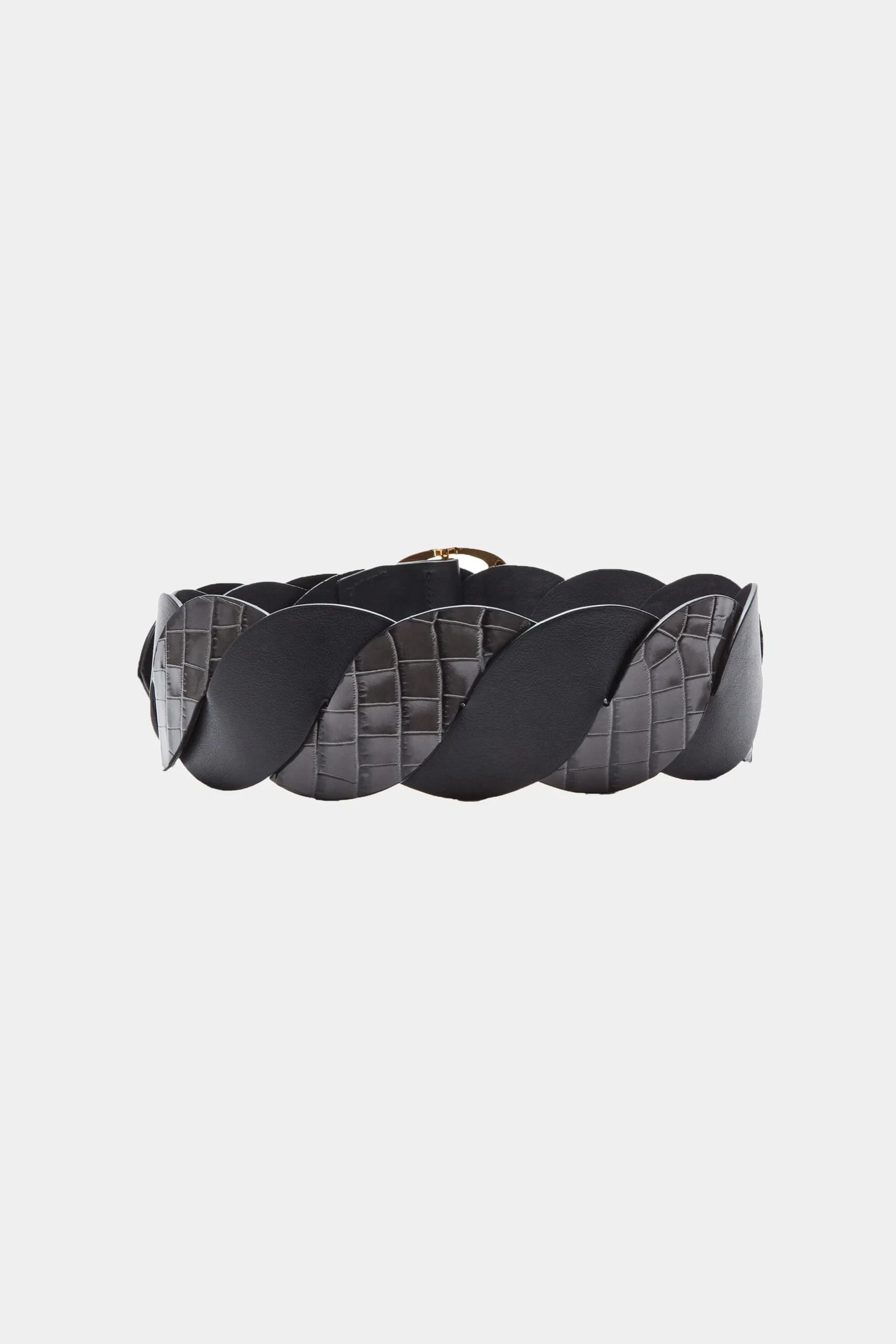 Belts-Altuzarra 'Twist' Braid Belt Dark Grey Croc/Black