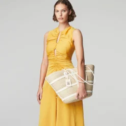 Vacation Wear-Altuzarra 'Watermill' Bag Large Natural/White